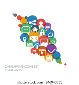 Set of flat design icons in colorful bars or icons for graphic user interface on websites, applications, infographic. Eps10 vector illustration.