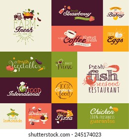 Set of flat design icons for food and drink