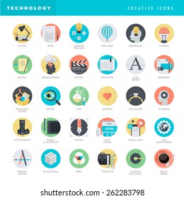 Set of flat design icons for graphic and web design    