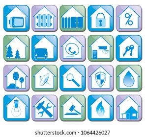 A set of flat design icons for home and real estate agencies. Modern flat vector collection icons.