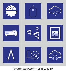 Conjunto de iconos de diseño plano para innovación, audio y medios.