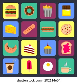 Set of flat design icons for restaurant, food and drink