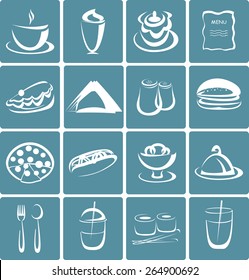 Set of flat design icons for restaurant, food and drink