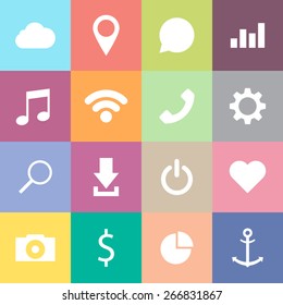 Set of Flat Design icons for smartphones, tablets, PC, web, applications.