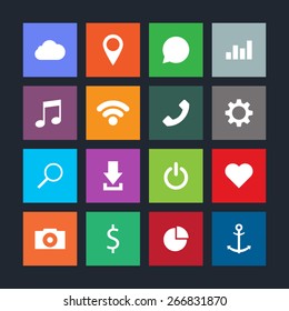 Set of Flat Design icons for smartphones, tablets, PC, web, applications.