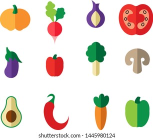 Set of flat design icons  vegetables