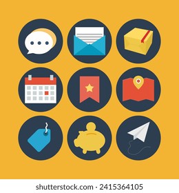 Set of flat design icons for web and mobile applications. Vector illustration