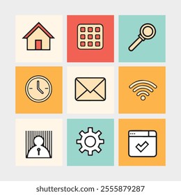 Set of flat design icons for web and mobile applications. Vector illustration.