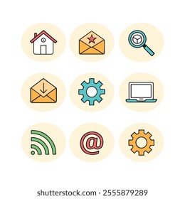 Set of flat design icons for web and mobile applications. Vector illustration.