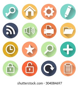 Set of flat design icons for web design.