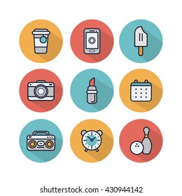 Set of flat design icons for Web design development, SEO and Internet marketing