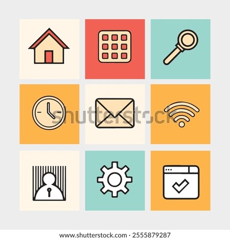 Set of flat design icons for web and mobile applications. Vector illustration.