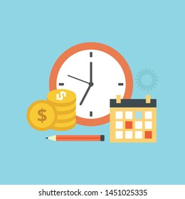 Set of flat design illustration concepts for business plan and marketing plan. 