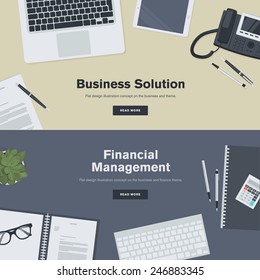 Set of flat design illustration concepts for business and finance. Concepts for web banners and promotional materials.  