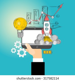 Set of flat design illustration concepts for business, finance,  analysis, strategy and planning, startup. Concepts for web banner and printed materials.