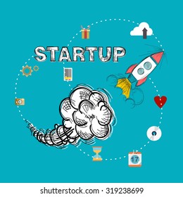 Set of flat design illustration concepts for business, finance, analysis, strategy and planning, startup. Concepts for web banner and printed materials.