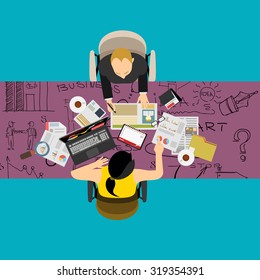 Set of flat design illustration concepts for business, finance, consulting, management, team work, analysis, strategy and planning. Concepts for web banner and printed materials.