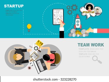 Set of flat design illustration concepts for business, finance, consulting, management, team work, analysis, strategy and planning, startup. Concepts for web banner and printed materials.