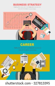 Set of flat design illustration concepts for business, finance, consulting, management, human resources, career, employment agency, staff training. Concepts for web banner and printed materials.