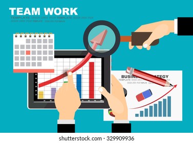 Set of flat design illustration concepts for business, finance, consulting, management, team work, analysis, strategy and planning. Concepts for web banner and printed materials.