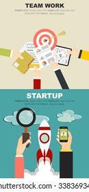 Set of flat design illustration concepts for business, finance, consulting, management, team work, analysis, strategy and planning, startup. Concepts for web banner and printed materials.