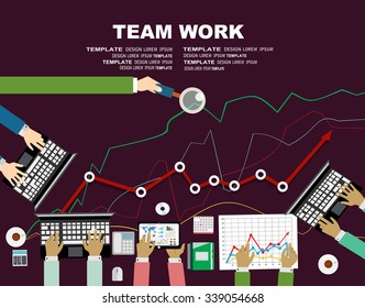 Set of flat design illustration concepts for business, finance, consulting, management, team work, analysis, strategy and planning. Concepts for web banner and printed materials.