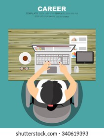 Set of flat design illustration concepts for business, finance, consulting, management, human resources, career, employment agency, staff training. Concepts for web banner and printed materials.