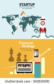 Set of flat design illustration concepts for business, finance, consulting, management, team work, analysis, strategy and planning, startup. Concepts for web banner and printed materials.