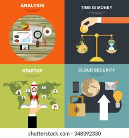 Set of flat design illustration concepts for business, finance, consulting, management, startup, career, employment agency, staff training,money, technology,startup,creative.