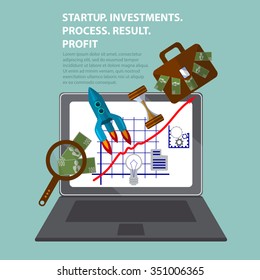 Set of flat design illustration concepts for business, finance, management, analysis, strategy and planning, startup. Concepts for web banner and printed materials.