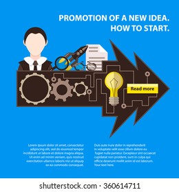 Set of flat design illustration concepts for business, idea promotion, finance, management, analysis, strategy and planning, startup. Concepts for web banner and printed materials.