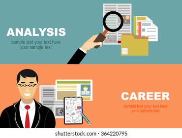 Set of flat design illustration concepts for business, finance, consulting, management, human resources, career, team work, staff training. Concepts for web banner and printed materials.