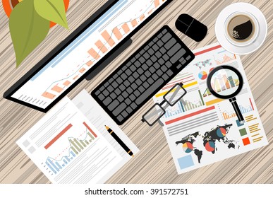 Set of flat design illustration concepts for business plan and marketing plan. Concepts for web banner and promotional material.