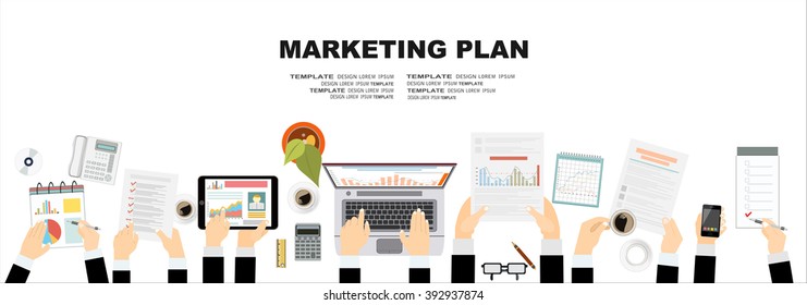 Set of flat design illustration concepts for business plan and marketing plan. Concepts for web banner and promotional material.