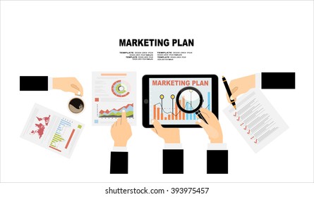 Set of flat design illustration concepts for business plan and marketing plan. Concepts for web banner and promotional material.