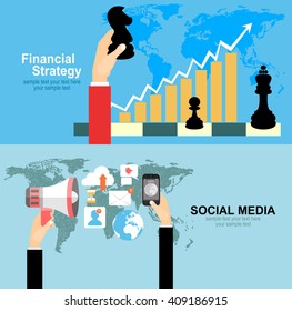 Set of flat design illustration concepts for video and digital marketing.Concepts for business planning and accounting, analysis, team work,audit, project management, marketing.