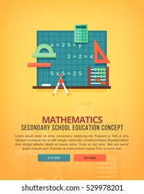 Set of flat design illustration concepts for mathematics. Education and knowledge ideas. Mathematic science. Concepts for web banner and promotional material