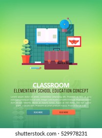 Set of flat design illustration concepts for school lesson and classroom. Education and science concept illustrations