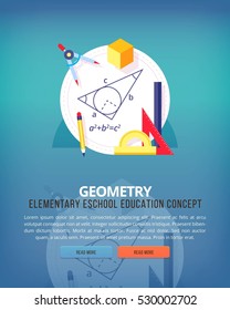 Set of flat design illustration concepts for geometry Education and knowledge ideas. Mathematic science. Concepts for web banner and promotional material