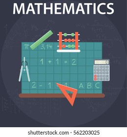 Set of flat design illustration concepts for mathematics. Education and knowledge ideas. Mathematic science. Concepts for web banner and promotional material.