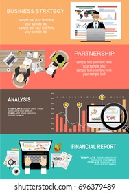 Set of flat design illustration concepts for business, finance, team work, consulting, management, anaysis, career, employment agency, staff training,money, technology,startup,creative.
