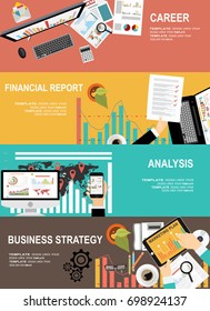 Set of flat design illustration concepts for business, finance, team work, consulting, management, anaysis, career, employment agency, staff training,money, technology,startup,creative.