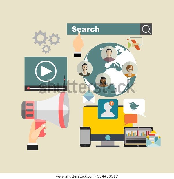 Set Flat Design Illustration Concepts Video Stock Vector Royalty