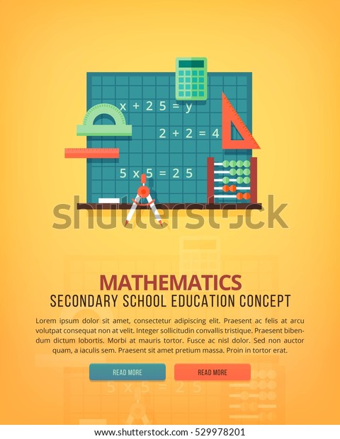 数学用のフラットデザインイラストコンセプトのセット 教育と知識のアイデア 数学的科学 ウェブバナーと販促資料のコンセプト のベクター画像素材 ロイヤリティフリー