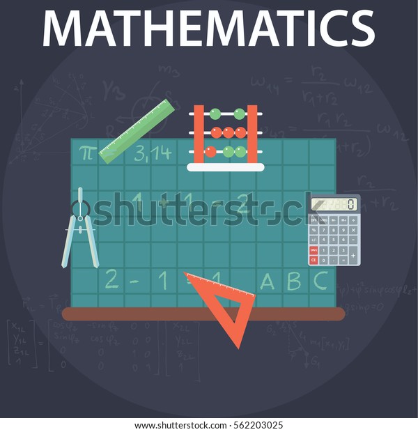 Set of flat design illustration\
concepts for mathematics. Education and knowledge ideas. Mathematic\
science. Concepts for web banner and promotional\
material.