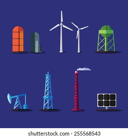 Set of flat design Industrial buildings
