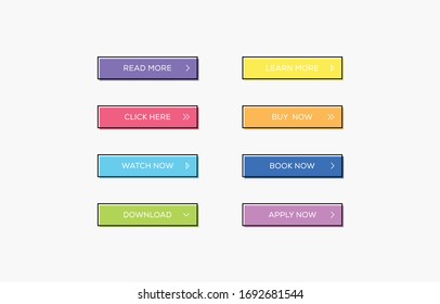 Set Of Flat Design Interface Buttons, For Websites, app, UI, game. Vector Illustration