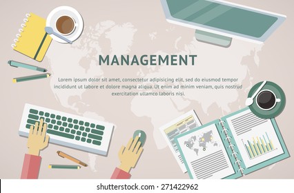 Set of flat design items for business, finance, marketing, graphic design development, project management. Icons for website design and infographics.