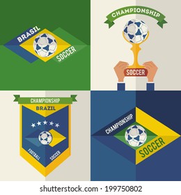 Set of flat design labels for Brazilian soccer championship