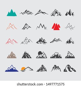 Set of flat design mountain flower collection